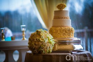 Sugar peony wedding cake