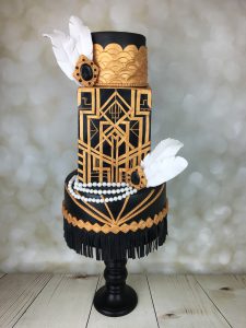 Art deco black and gold wedding cake