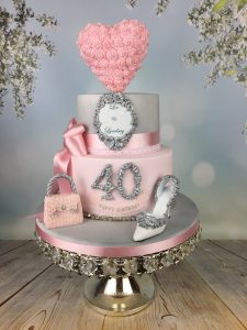 pink and silver cake